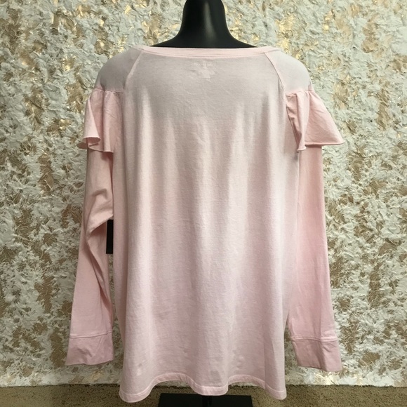 Pink Ruffle-Yoke Long Sleeve Tee-Size 18/20 - Picture 7 of 9